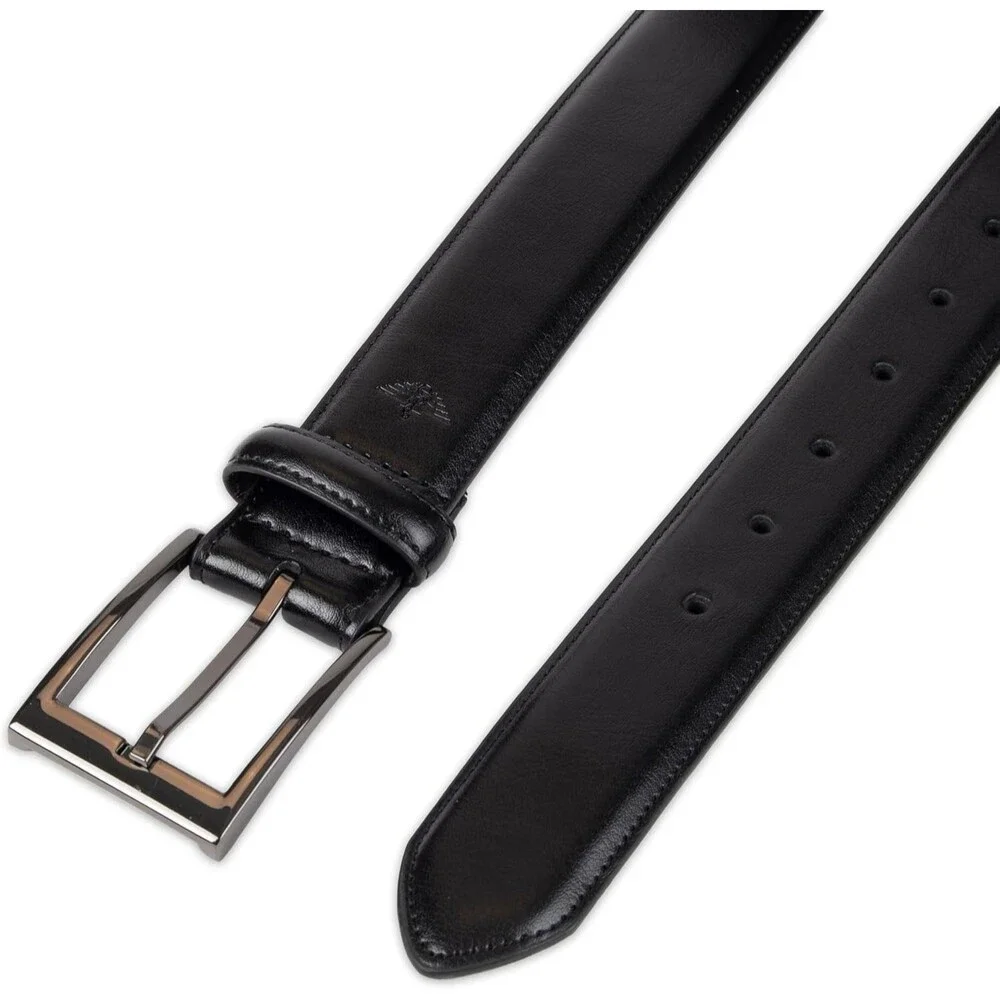 Dockers Men's Classic Dress Belt Size 42 Deep Black Leather Single-Prong Buckle